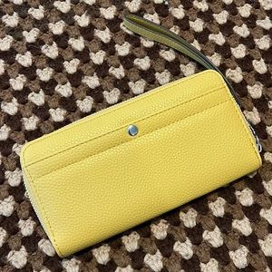 Yellow Zippered Wallet with strap